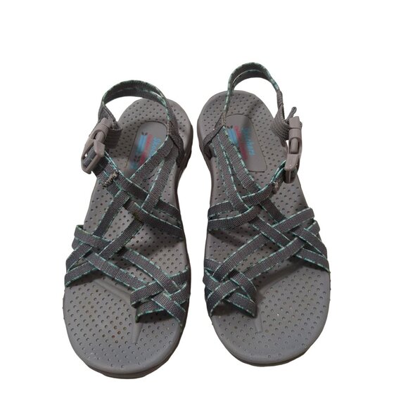 Skechers Sport Sandal Womens 6 Gray Strappy Toe Thong Reggae Fun Banter Gorpcore - Picture 2 of 10